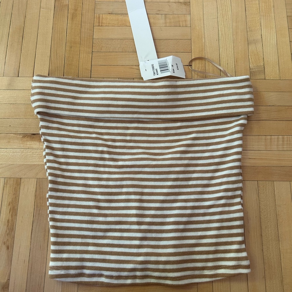 Striped Tan and White Tube Top